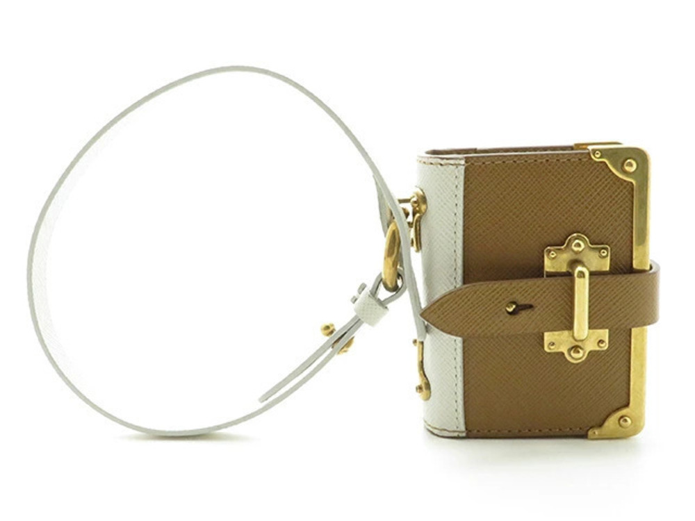Prada Trick Bag Charm Brown White
